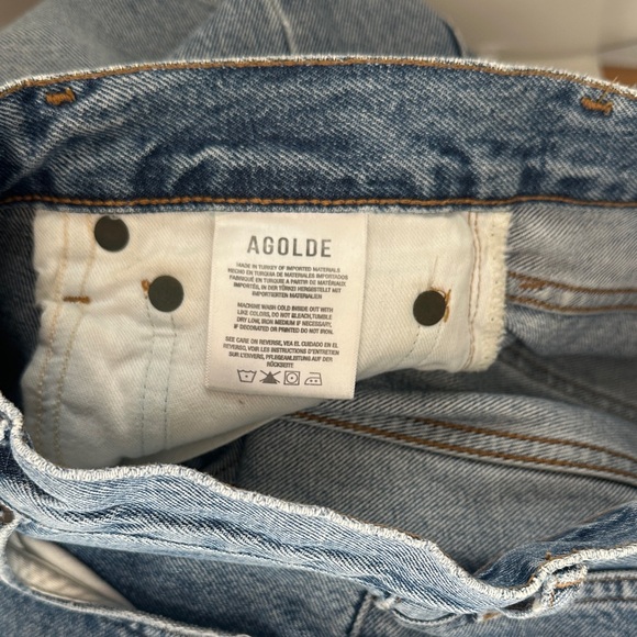 Agolde Denim Straight Leg High Waisted Distressed Jeans 25 Organic Cotton - Picture 17 of 17